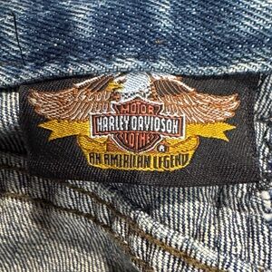 Harley-Davidson Blue Jeans with White Floral Design size 10 / 12